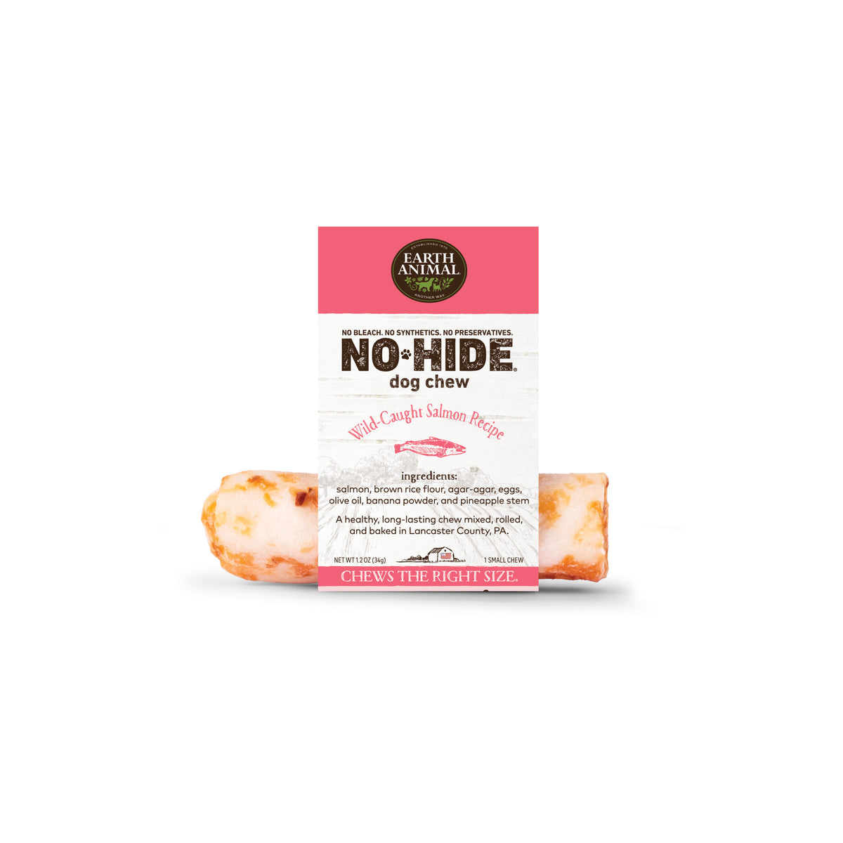 Earth Animal Small No-Hide Salmon Chew For Dogs