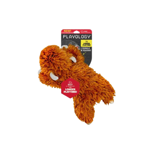 Playology Beef Scented Highland Cow Plush Squeaky Dog Toy Large