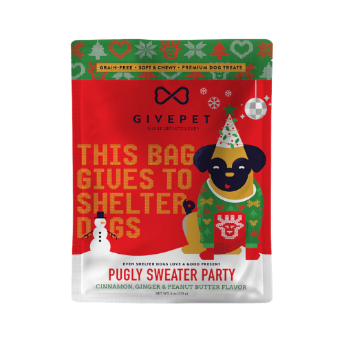 Givepet Holiday Pugly Sweater Party Soft Baked Dog Treat 6 oz