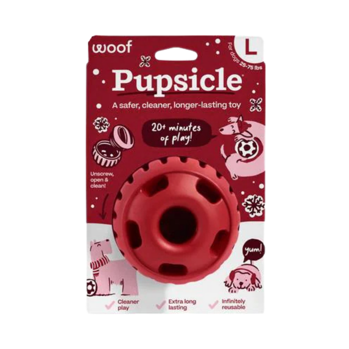 Woof Holiday Jolly Red Pupsicle Treat Dispensing Dog Toy