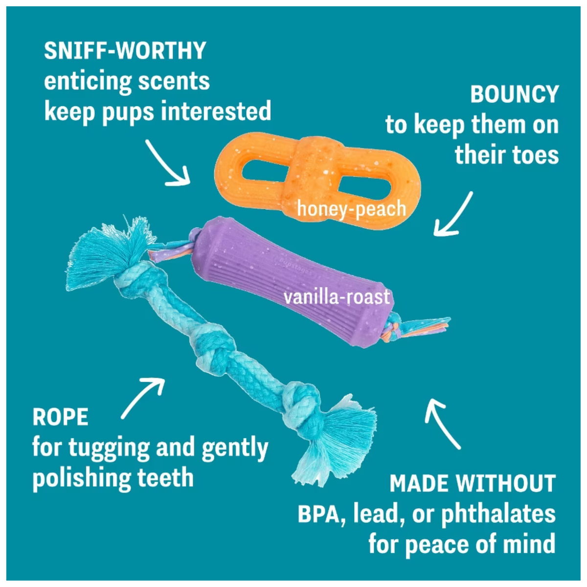 Outward Hound Flex-Force Gentle on Teeth Dog Chew Toys 3 pk