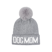Hatphile Dog Mom Gray PomPom Knit Beanie
