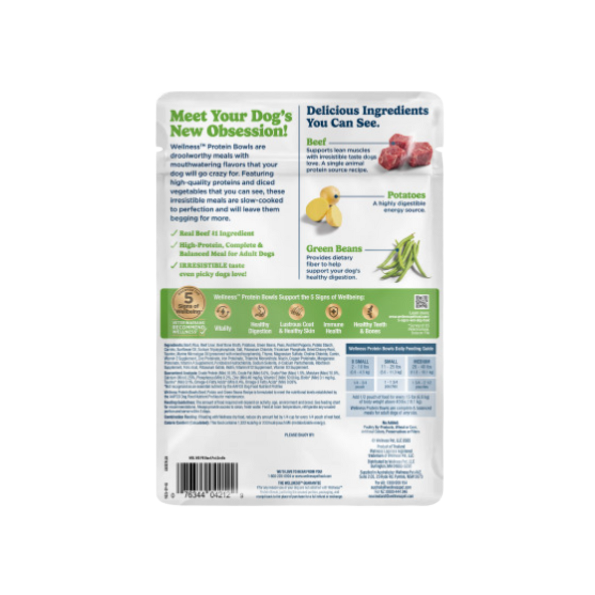 Wellness Protein Bowls Adult Whole Grains Beef, Potato & Green Beans Fresh Alternative Dog Food