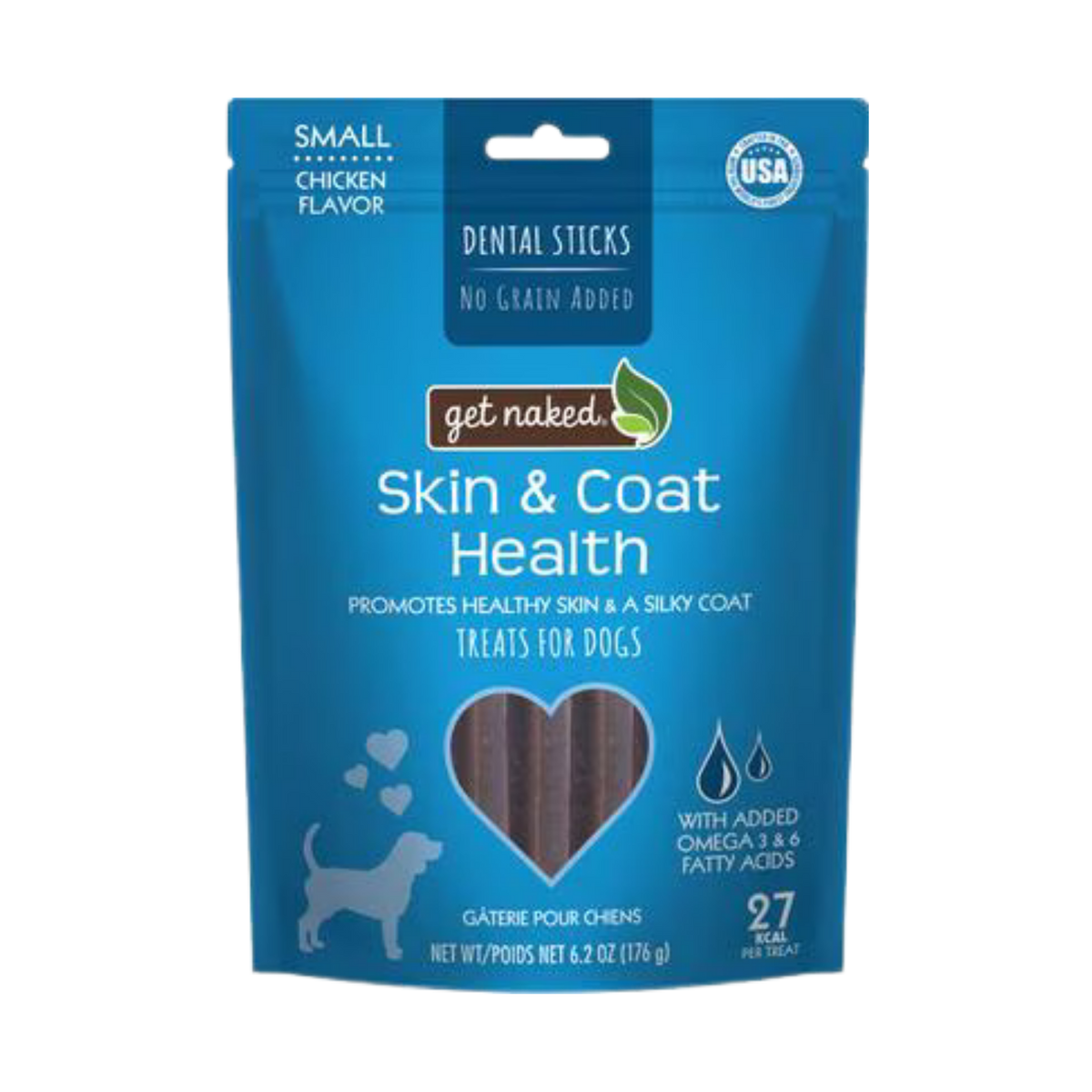 Get Naked Skin & Coat Health Dental Chew Sticks Dog Treats 6.2 oz