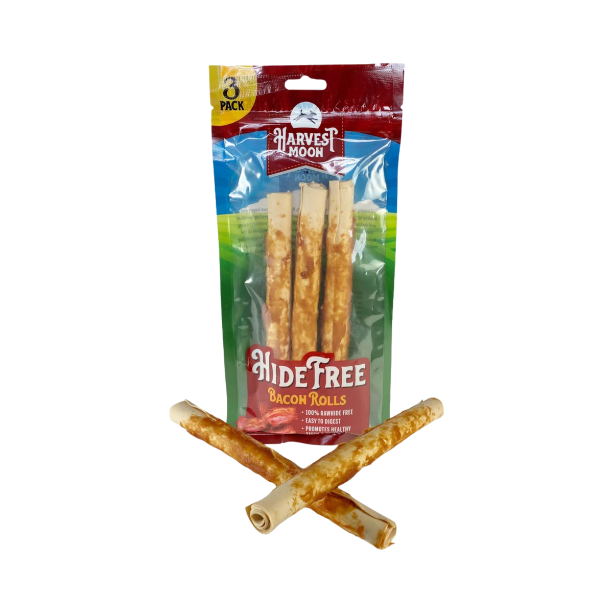 Harvest Moon Hide Free Bacon Retreiver Rolls Dog Treat 3 ct