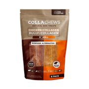 Collachews 9 in. Rawhide Alternative Chicken and Bully Flavors Collagen Roll Natural Dog Treat