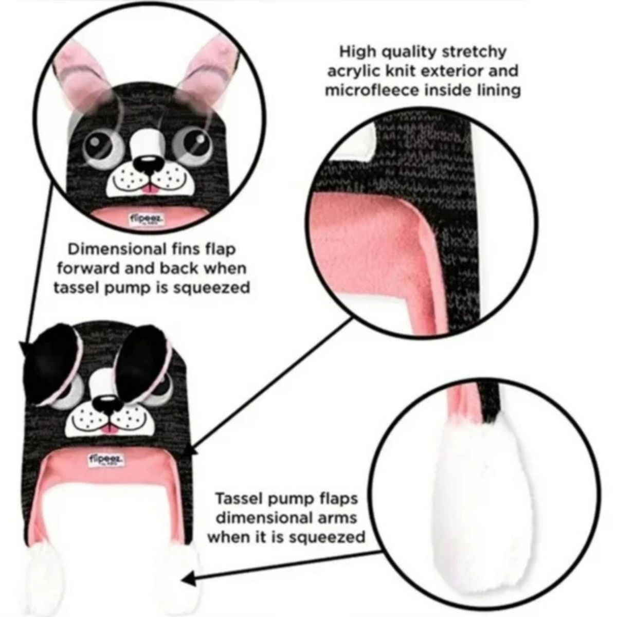 Kole Imports Flipeez Puppy Beanie with Moving Ears and Bonus Gloves