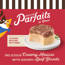 Merrick Purrfect Bistro Petite Parfaits Chicken Mousse with Beef in Glaze Gravy Lickable Cat Treat 6 ct