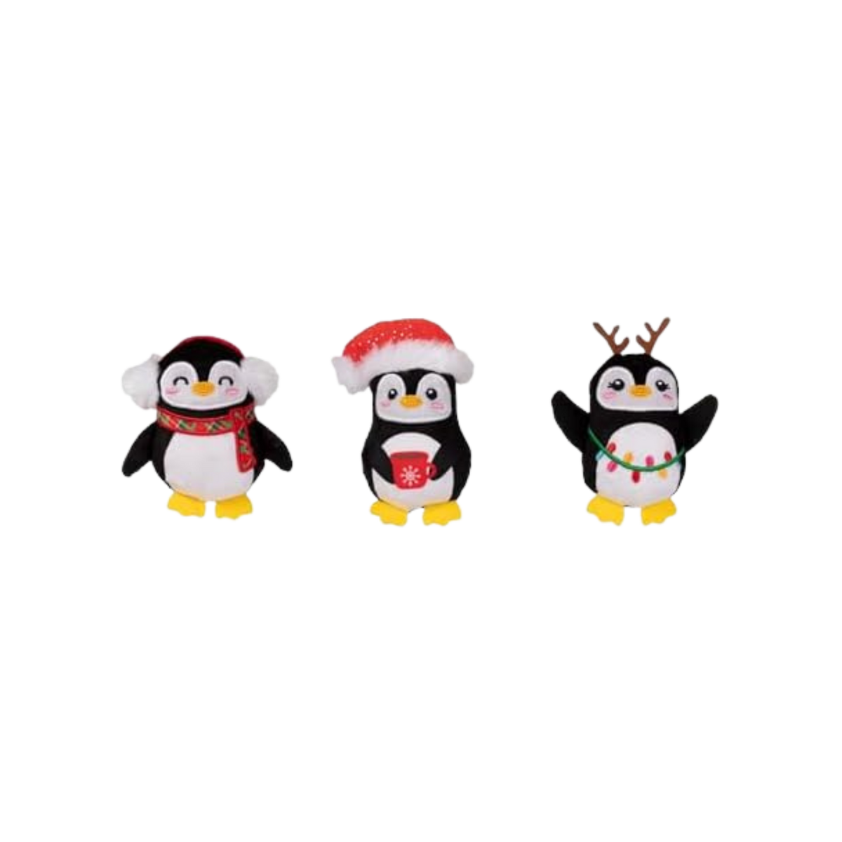 Pet Fringe Studio Holiday Penguin Waddle Squad Small Plush Dog Toys 3 pk