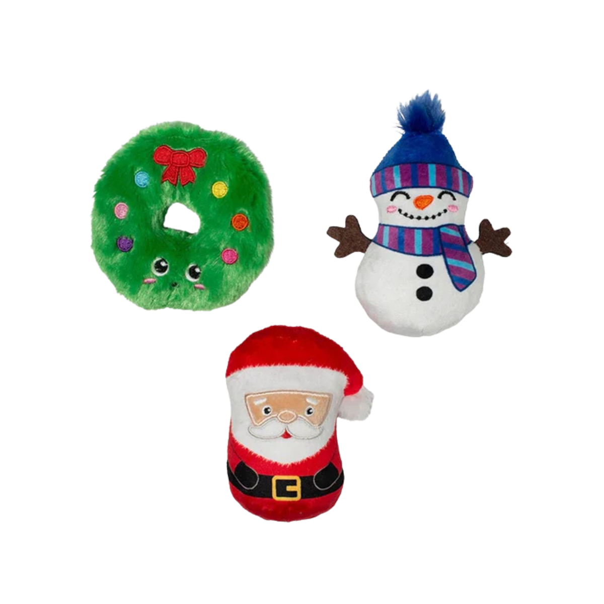 Pet Fringe Studio Holiday We Have Great Chemis-tree Small Plush Dog Toys 3 pk
