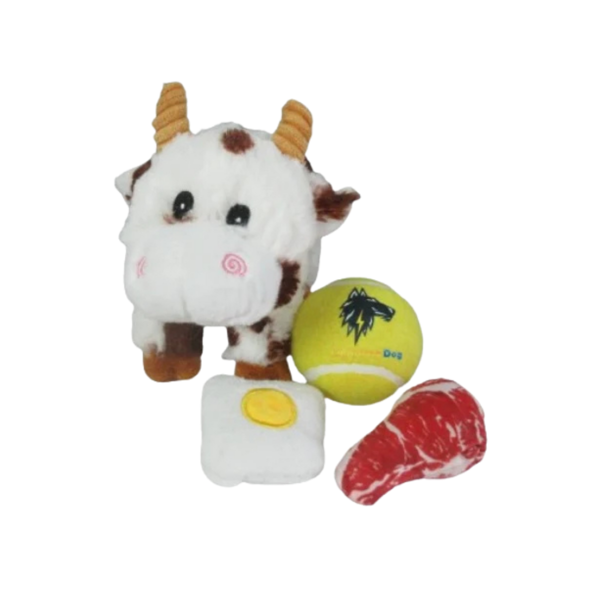 Lightning Dog Roundy Brown Cow Dog Toy