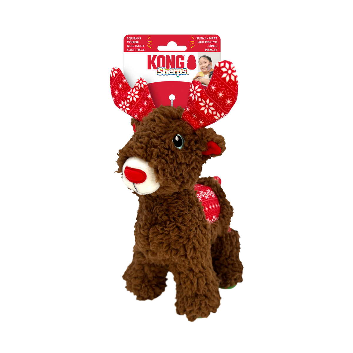 Kong Holiday Sherps Reindeer Plush Dog Toy