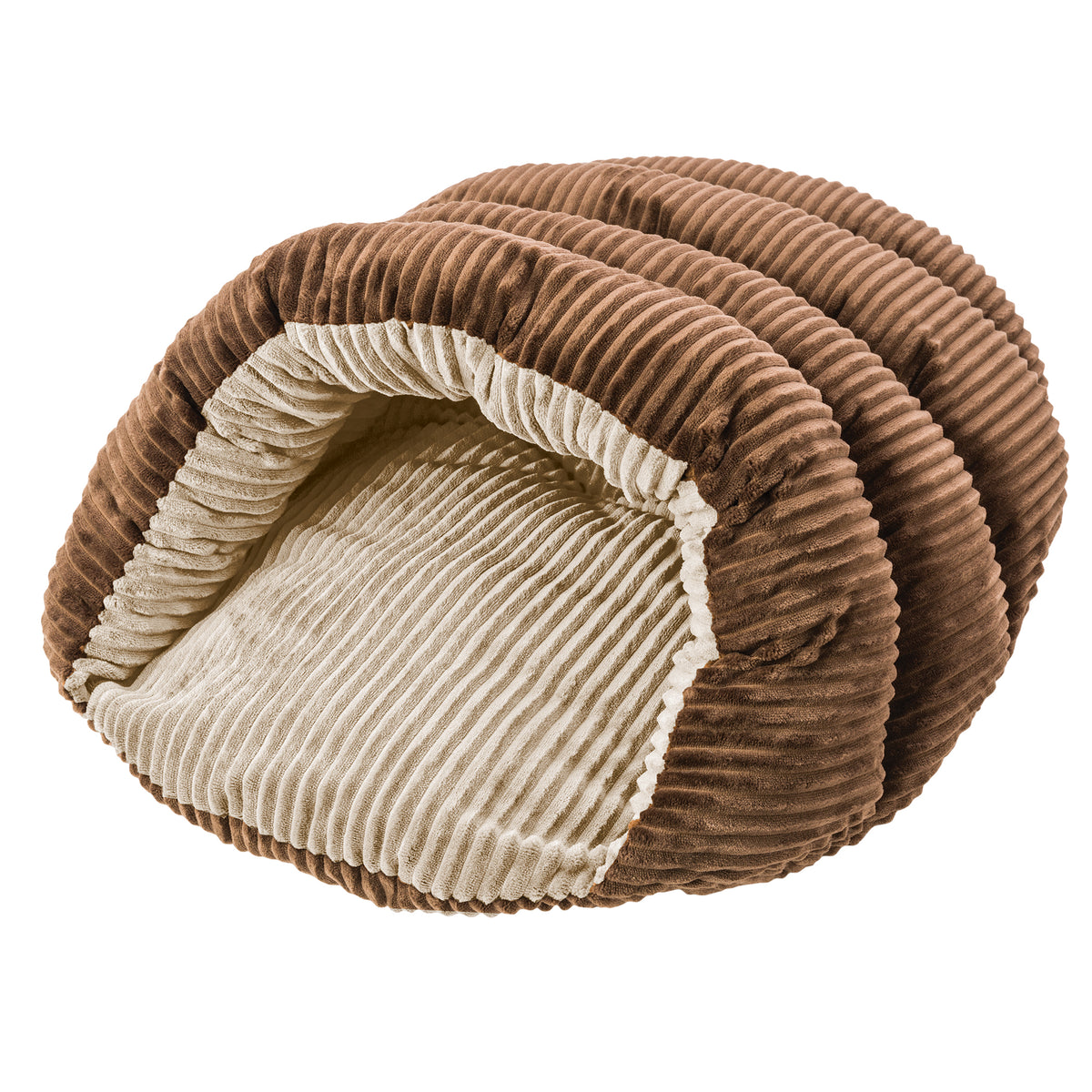 Spot Brown Corduroy Cuddle Cave Pet Bed 22 in