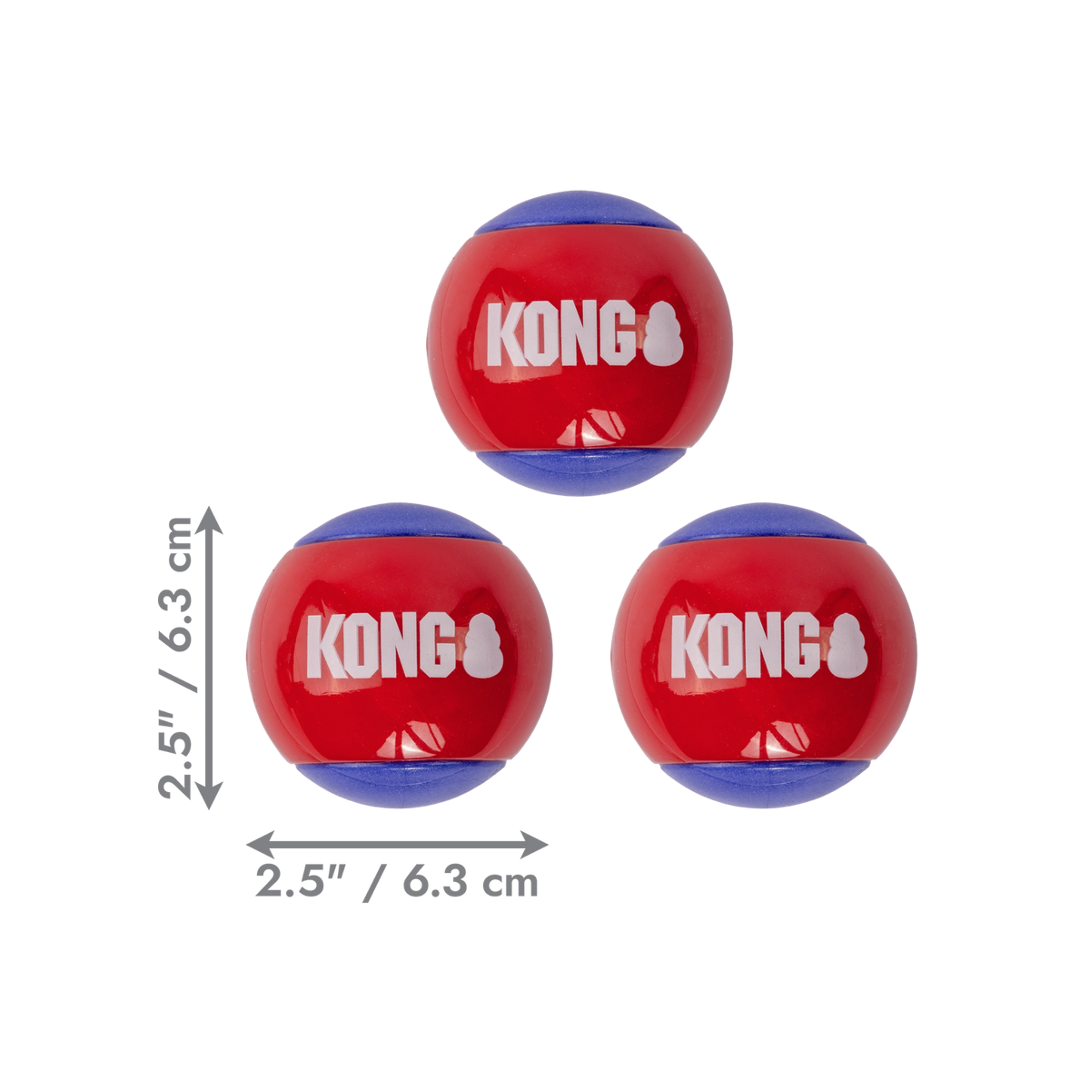 Kong Squeezz Action Red and Blue Balls Dog Toy 3 ct
