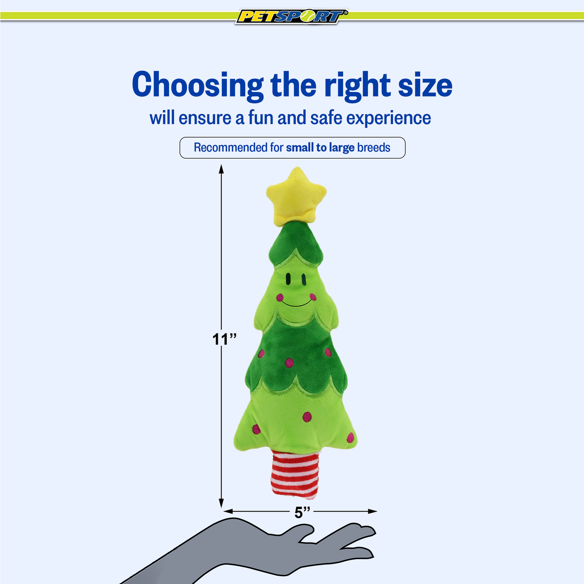 Petsport Holiday Christmas Tree Plush Dog Toy 11 in