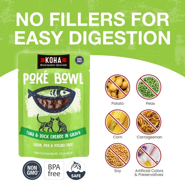 Koha Poke Bowl Tuna & Duck Entrée in Gravy for Adult Cats