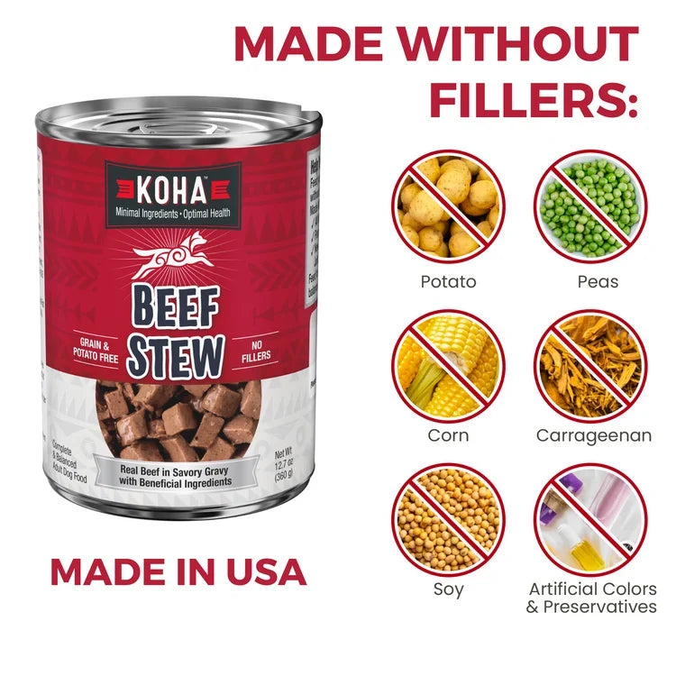 Koha Minimal Ingredient Grain-Free Beef Stew Canned Dog Food