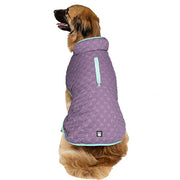 Petrageous Luna Peak Buffalo Check Textured Dog Parka, Plum