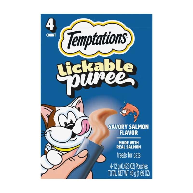 Whiskas Temptations Lickable Puree Savory Salmon Flavor Squeezable Cat Treats 4 pk