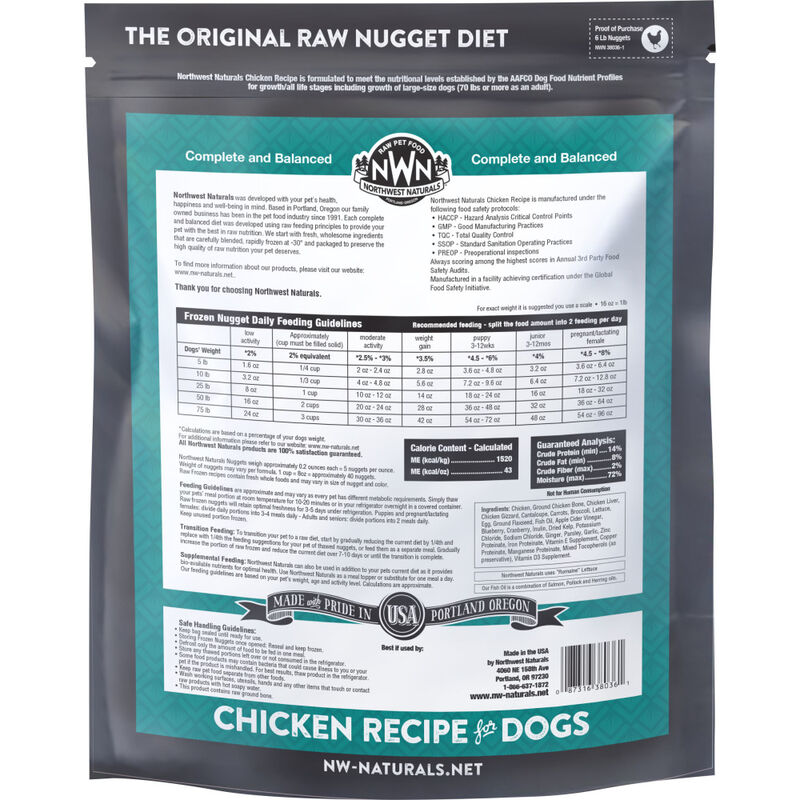 Northwest Naturals Frozen Raw Diet for Dogs- Chicken Nuggets Recipe 6 lb