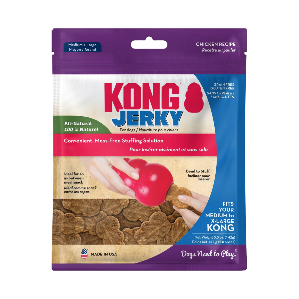 Kong Jerky Chicken Recipe Grain-Free Medium/Large Dog Treats 5 oz