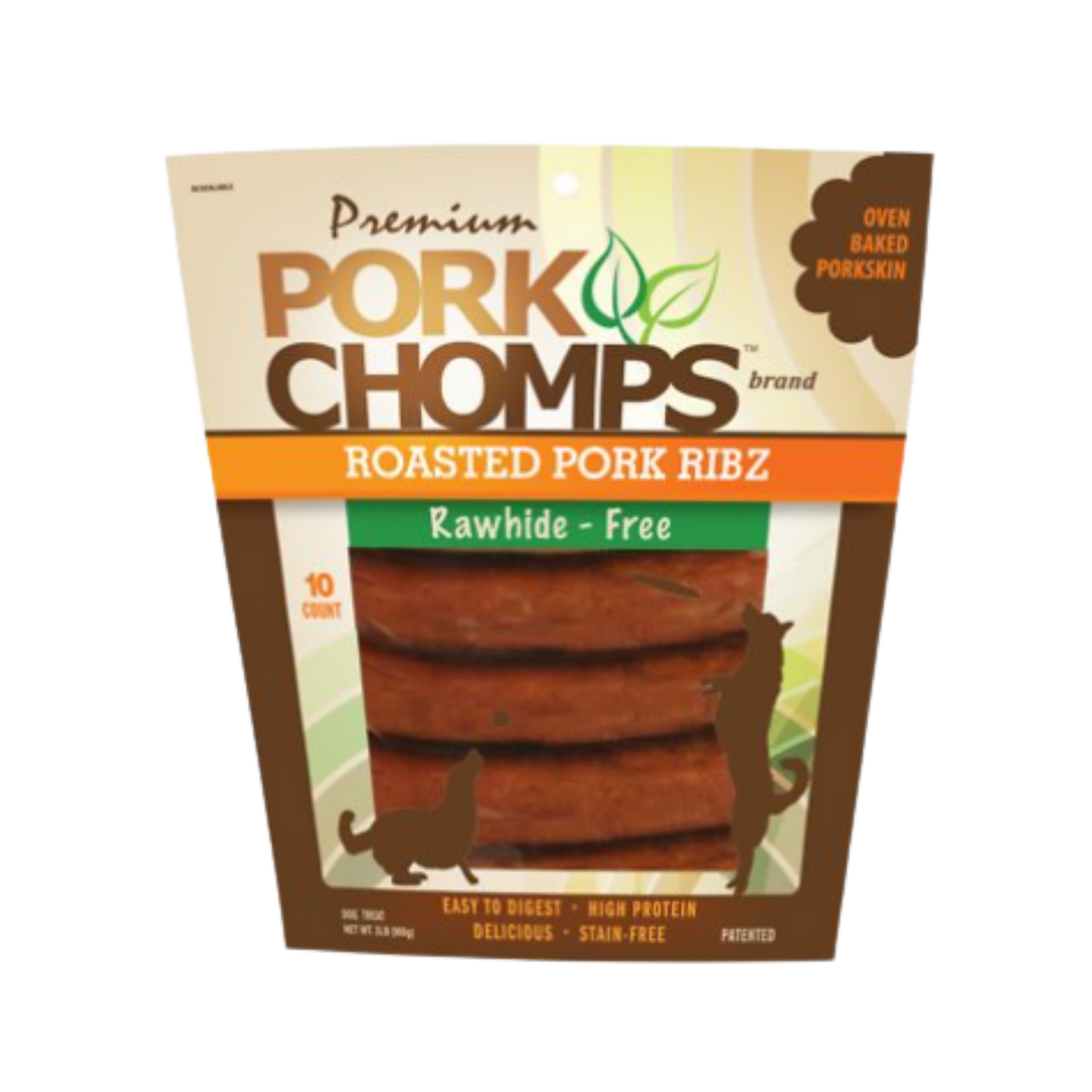 Scott Pet Pork Chomps Roasted Pork Ribz Rawhide-Free Dog Chews 10 ct