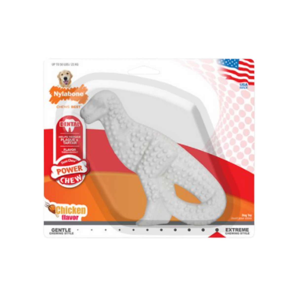 Nylabone DuraChew Power Chew Dental Dinosaur Dog Chew Toy up to 25 lbs