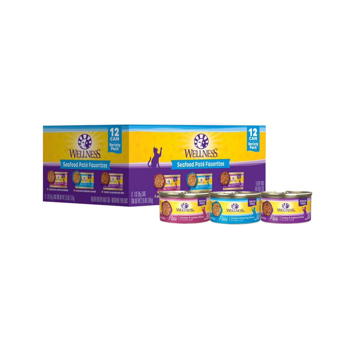 Wellness Complete Health Chicken & Turkey Pate Wet Cat Food Variety Pack 12 ct