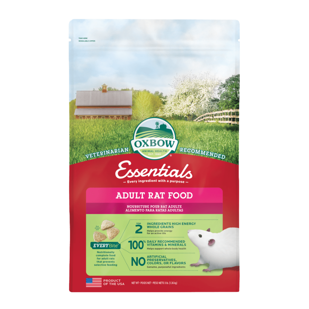 Oxbow Essentials Adult Rat Food 3 lb