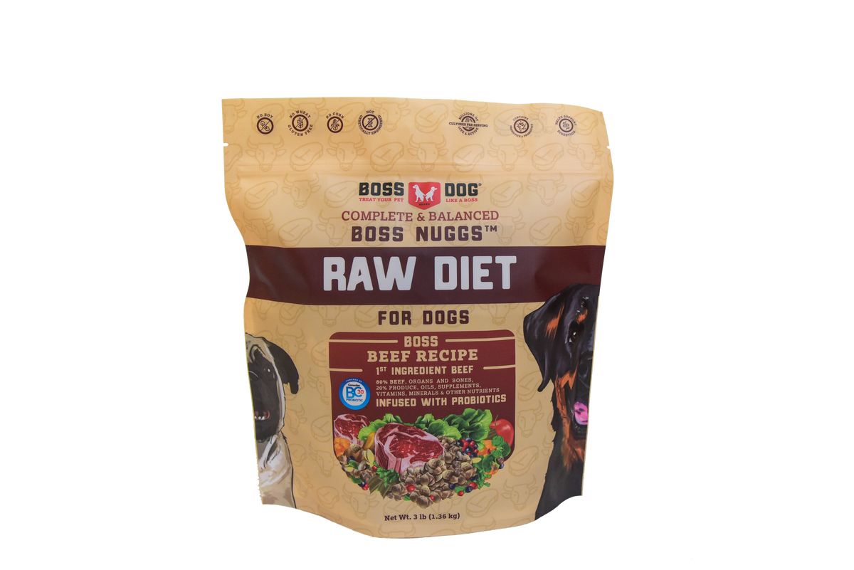 Boss Dog Raw Frozen Beef Nuggs for Dogs 3 lb