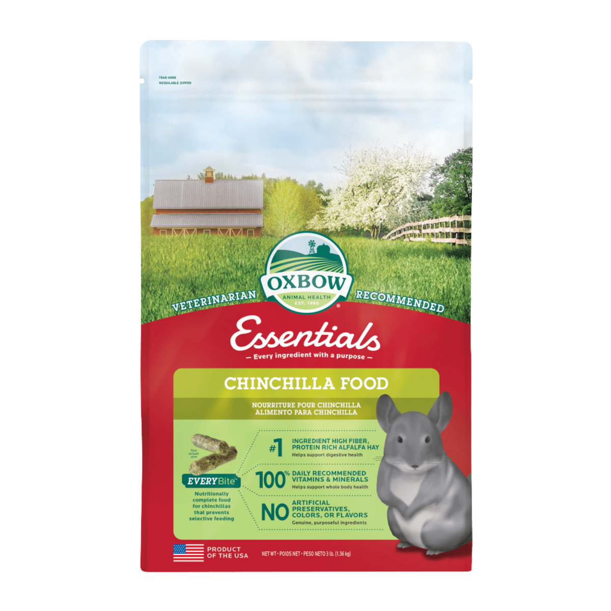 Oxbow Essentials Chinchilla Food 3 lb