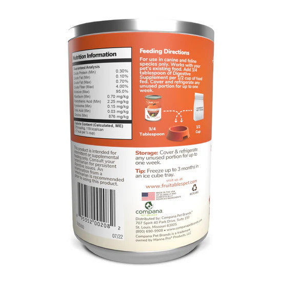 Fruitables Pumpkin Digestive Supplement for Dogs & Cats
