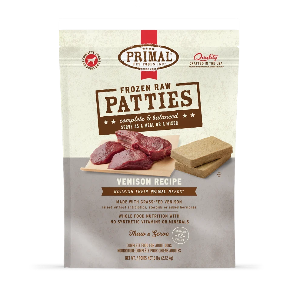 Primal Raw Frozen Patties Vension Formula Dog Food 6 lb