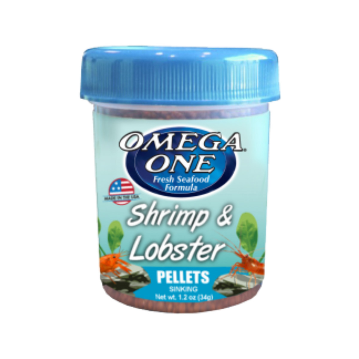 Omega One Shrimp & Lobster Pellets Sinking Crustacean Food 1.2 oz