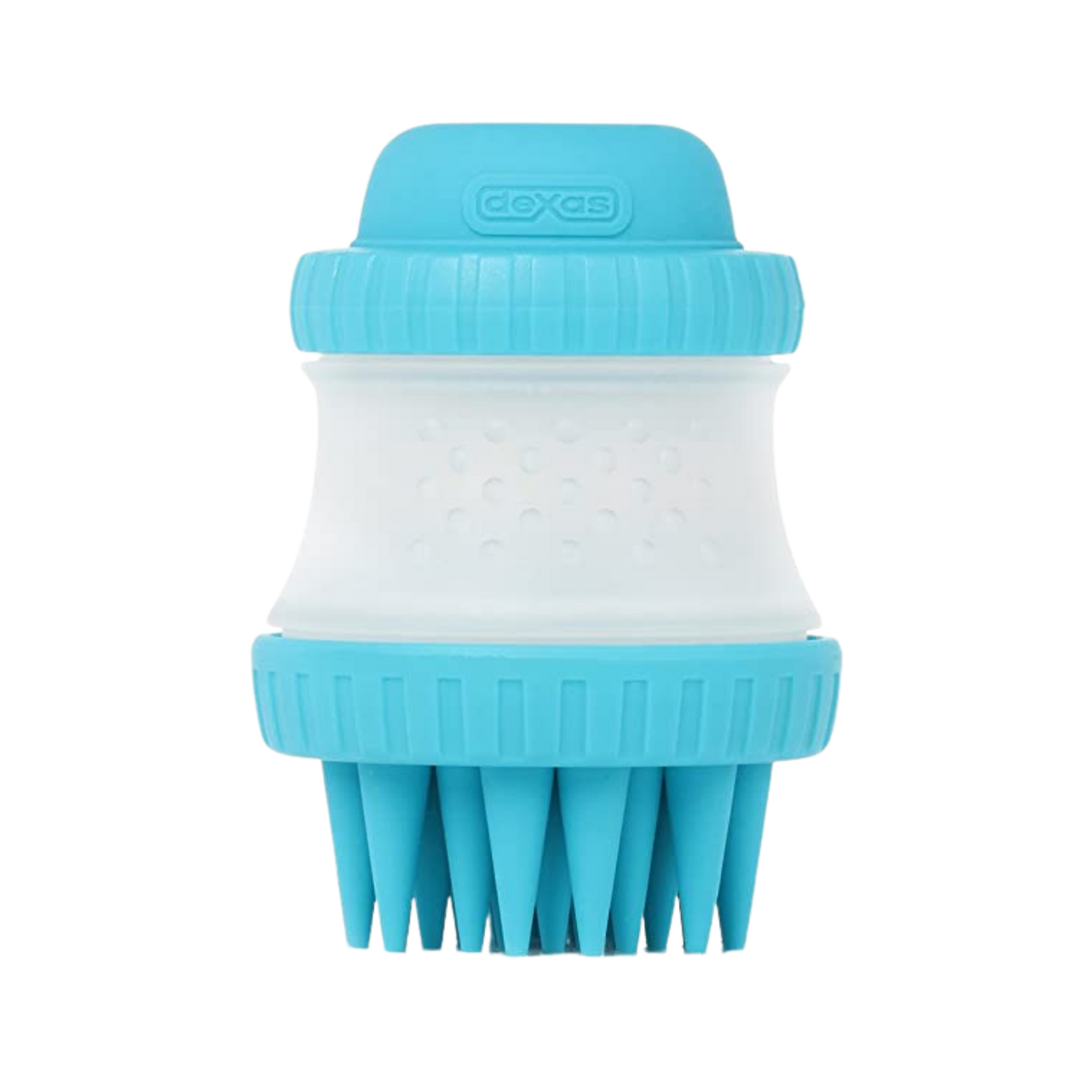 Dexas ScrubBuster Silicone Dog Washing Brush With Built-In Shampoo Reservoir, Blue