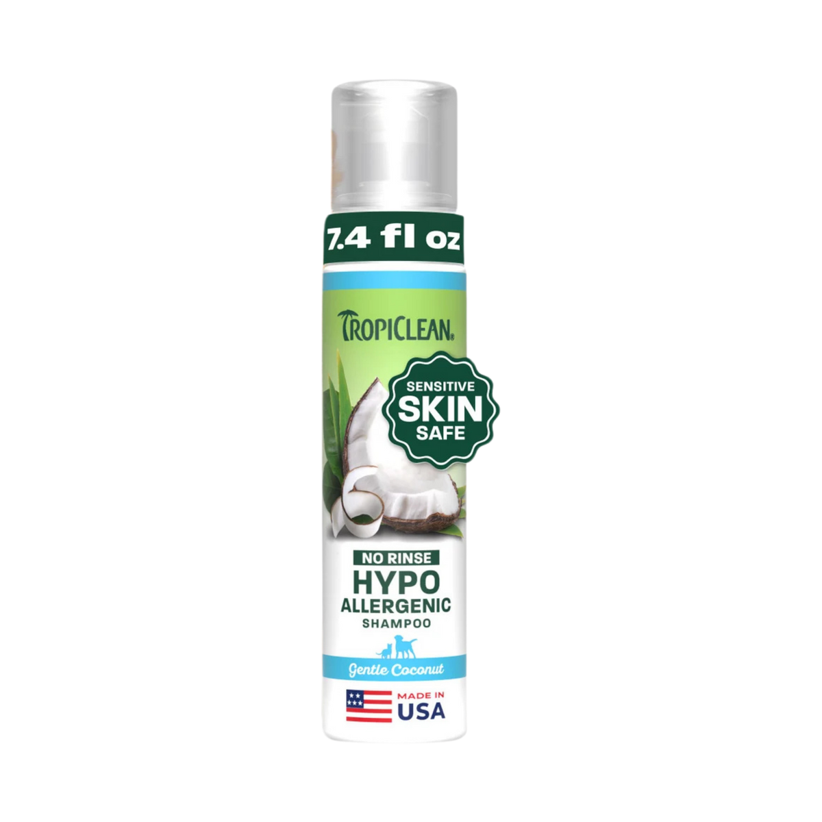 Tropiclean Hypo-Allergenic Waterless No-Rinse Shampoo For Dogs & Cats 7.4 oz