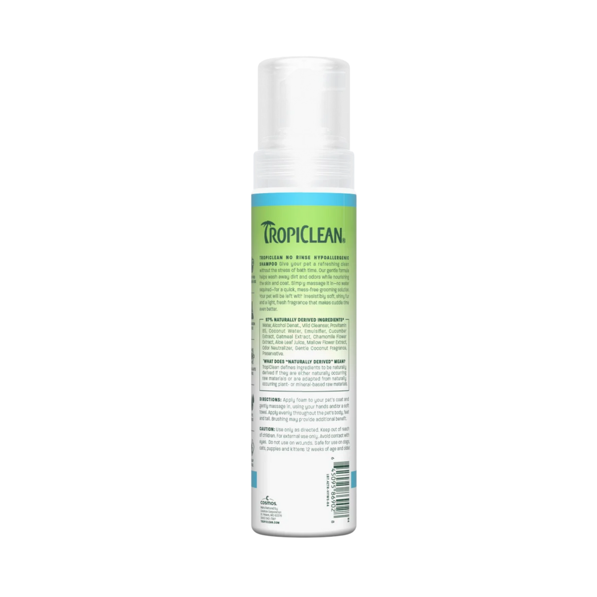 Tropiclean Hypo-Allergenic Waterless No-Rinse Shampoo For Dogs & Cats 7.4 oz