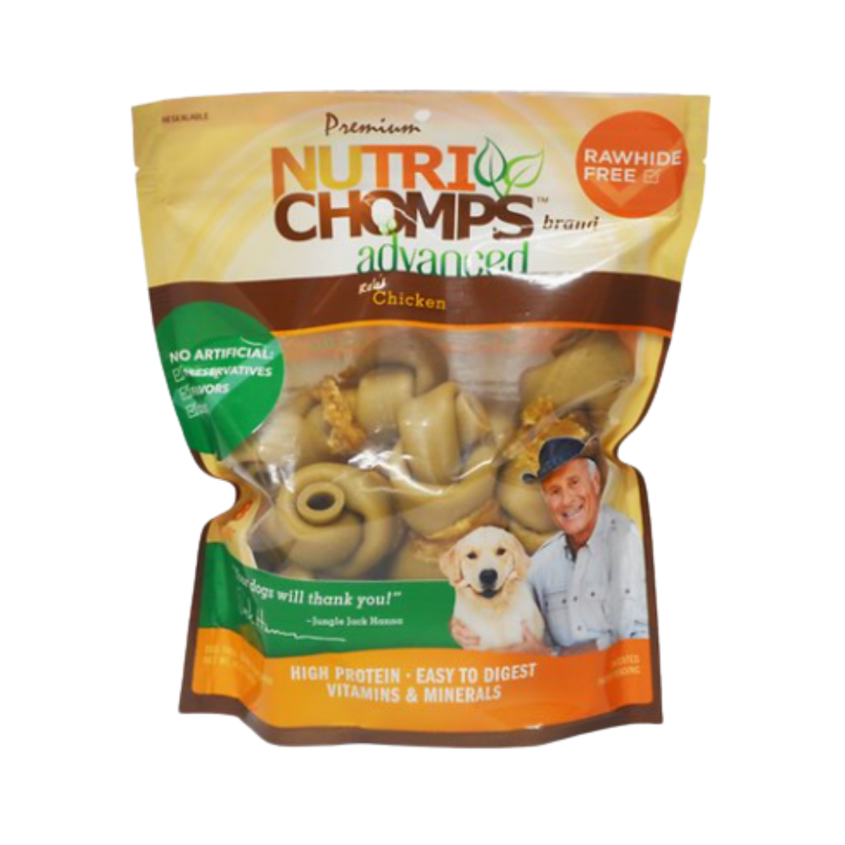 Scott Pet Nutri Chomps Advanced Real Chicken Rawhide-Free Knot Dog Treats 12 ct