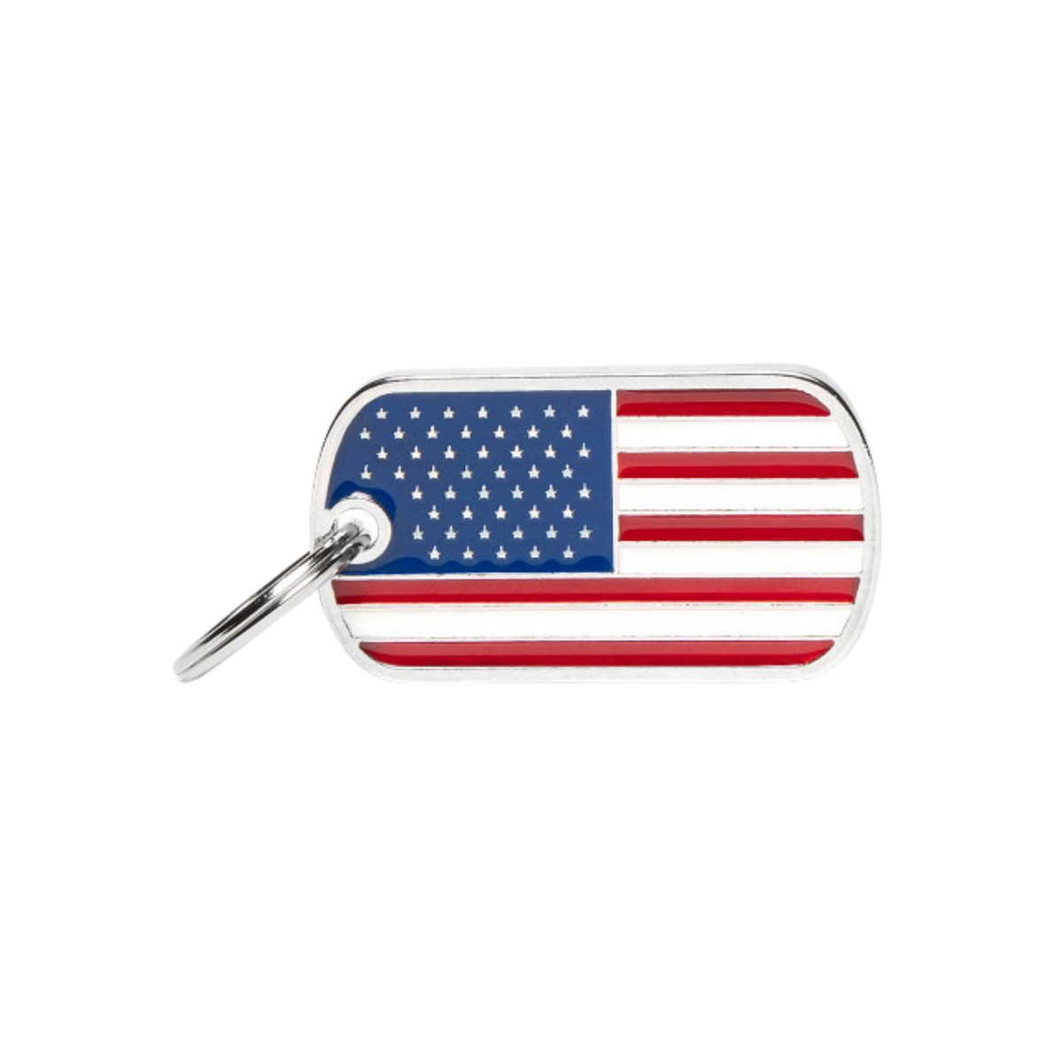 Myfamily Enamel U.S.A. Flag Personalized Dog ID Tag