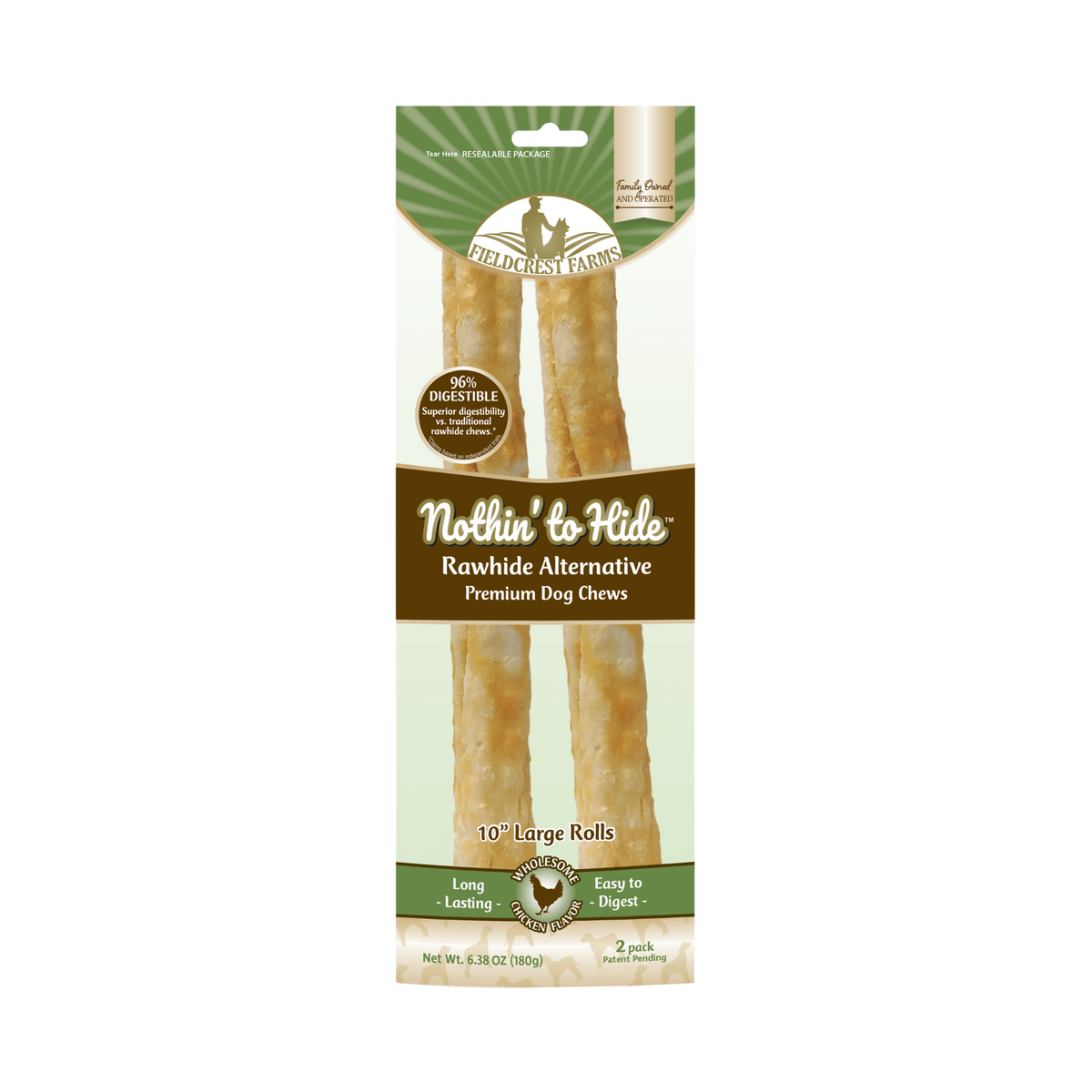 Spot Fieldcrest Farms Nothin' to Hide Chicken Roll for Dogs, 2 pack 10 in