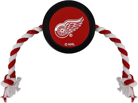 Pets First Detroit Red Wings Hockey Puck Dog Toy