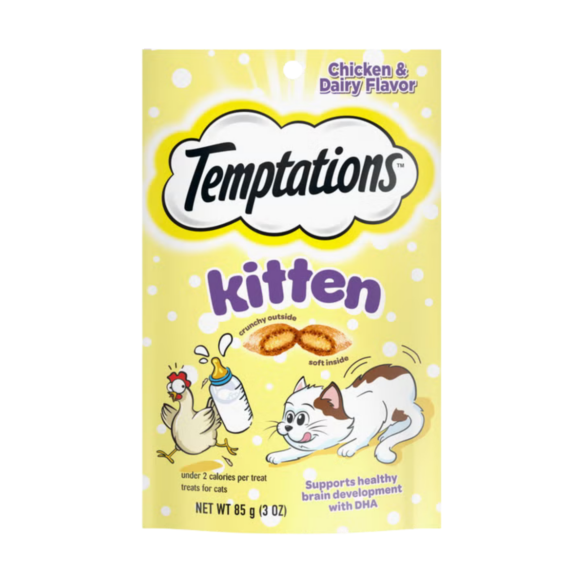 Whiskas Temptations Kitten Crunchy and Soft Treats Chicken and Dairy Flavor