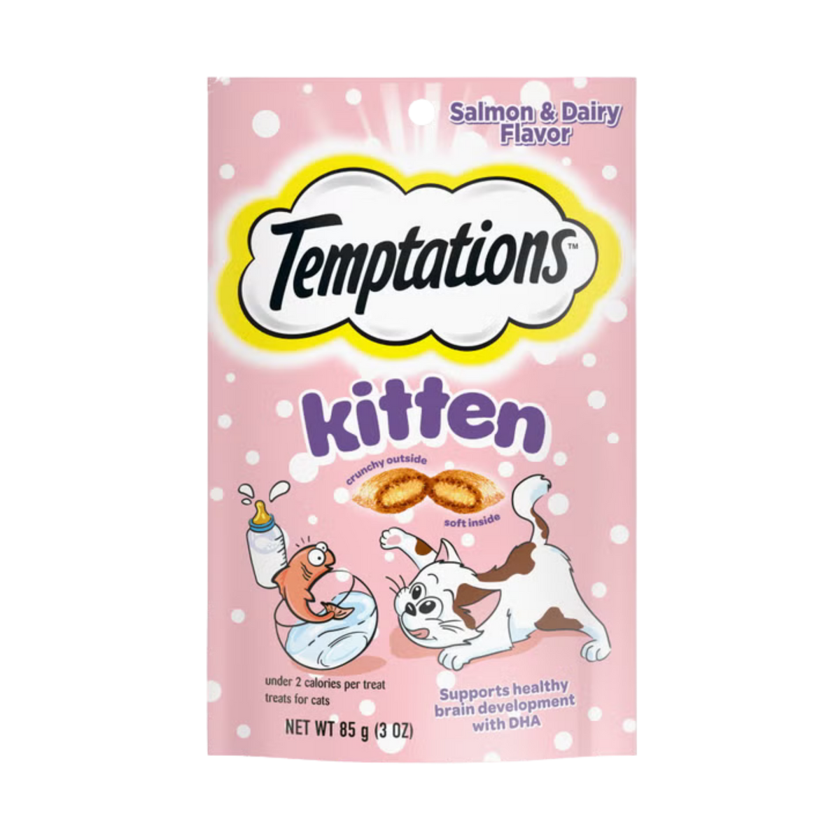 Whiskas Temptations Kitten Crunchy and Soft Treats Salmon and Dairy Flavor