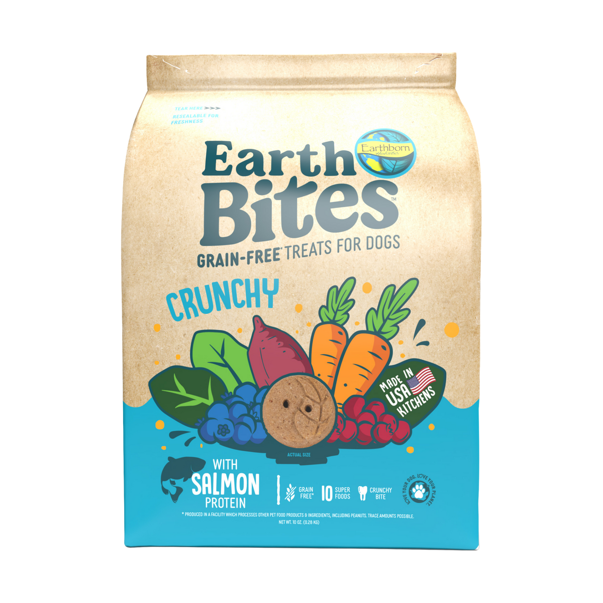 Earthborn EarthBites Grain-Free Salmon & Pumpkin Recipe Crunchy Dog Treats 10 oz