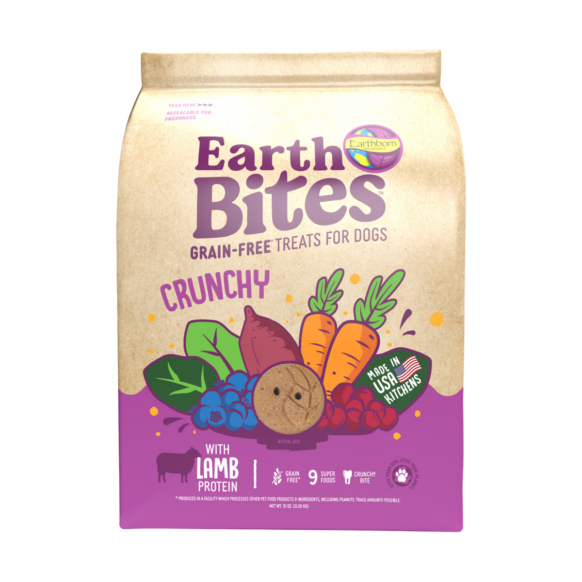 Earthborn EarthBites Grain-Free Lamb & Pumpkin Recipe Crunchy Dog Treats 10 oz