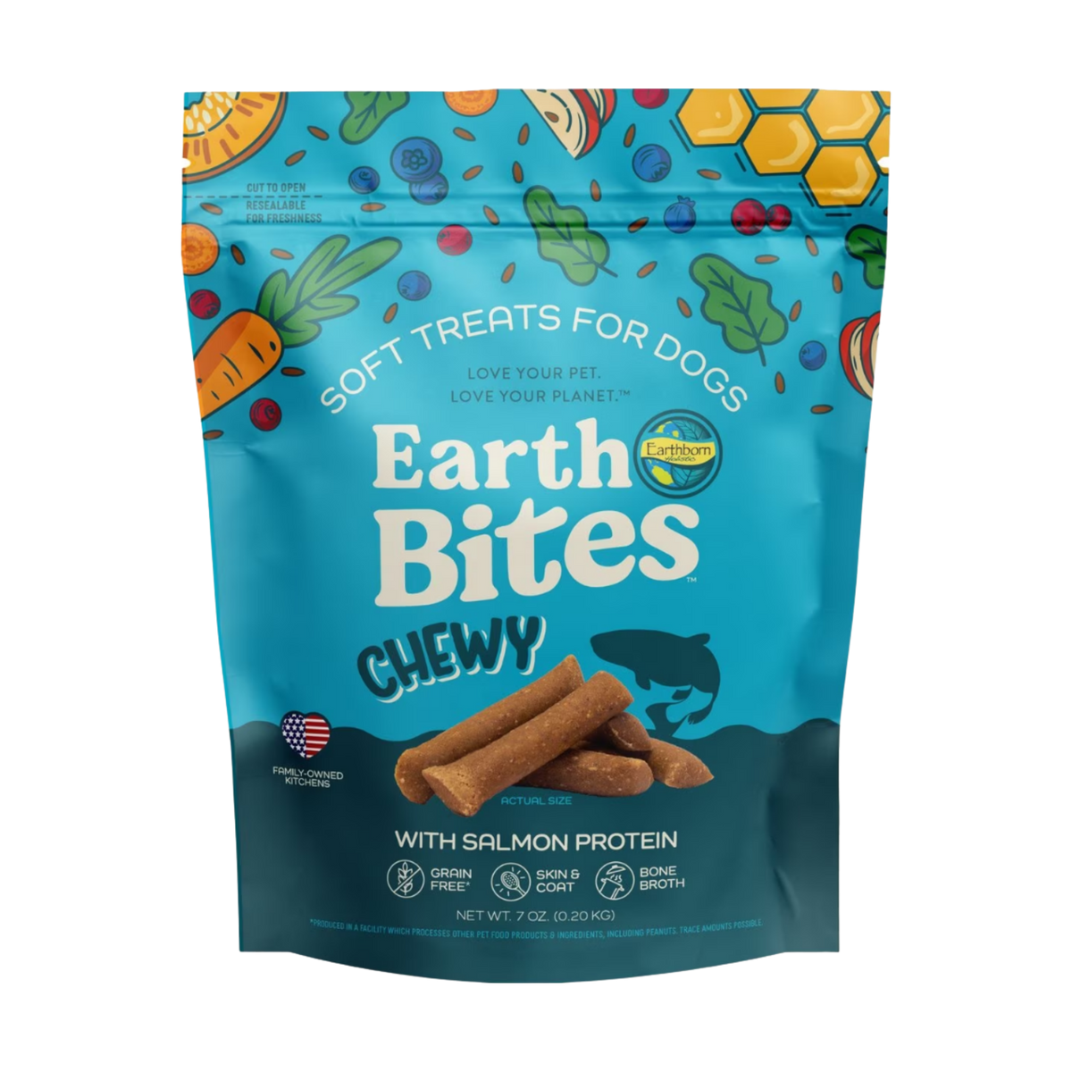 Earthborn EarthBites Grain-Free Chewy Dog Treats with Salmon Protein 7 oz