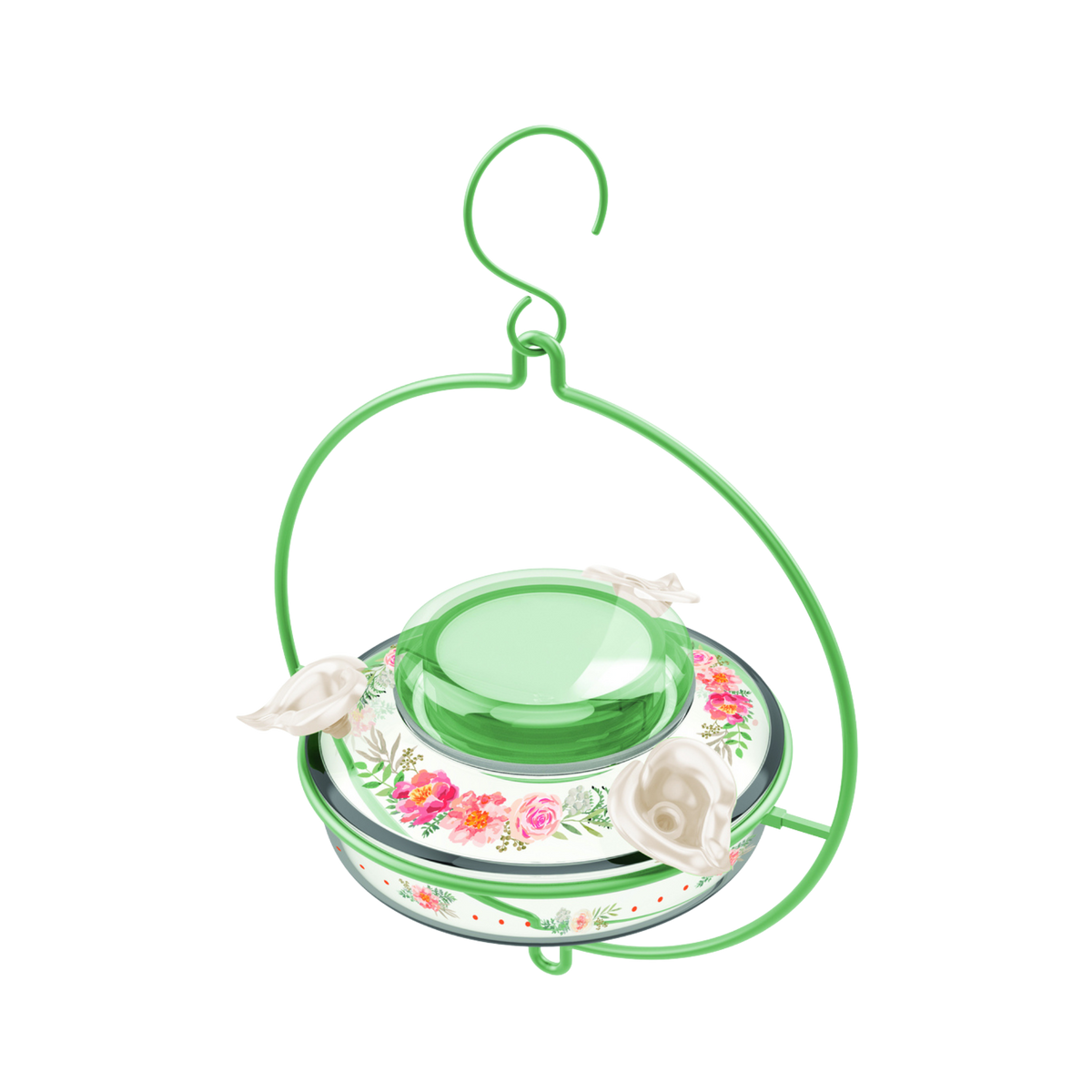 Nature's Way Green Decorative Glass Top-Fill Hummingbird Feeder 13 oz