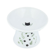 Necoichi Go Green Extra Wide Raised Cat Porcelain Food Bowl 4 x 6 in