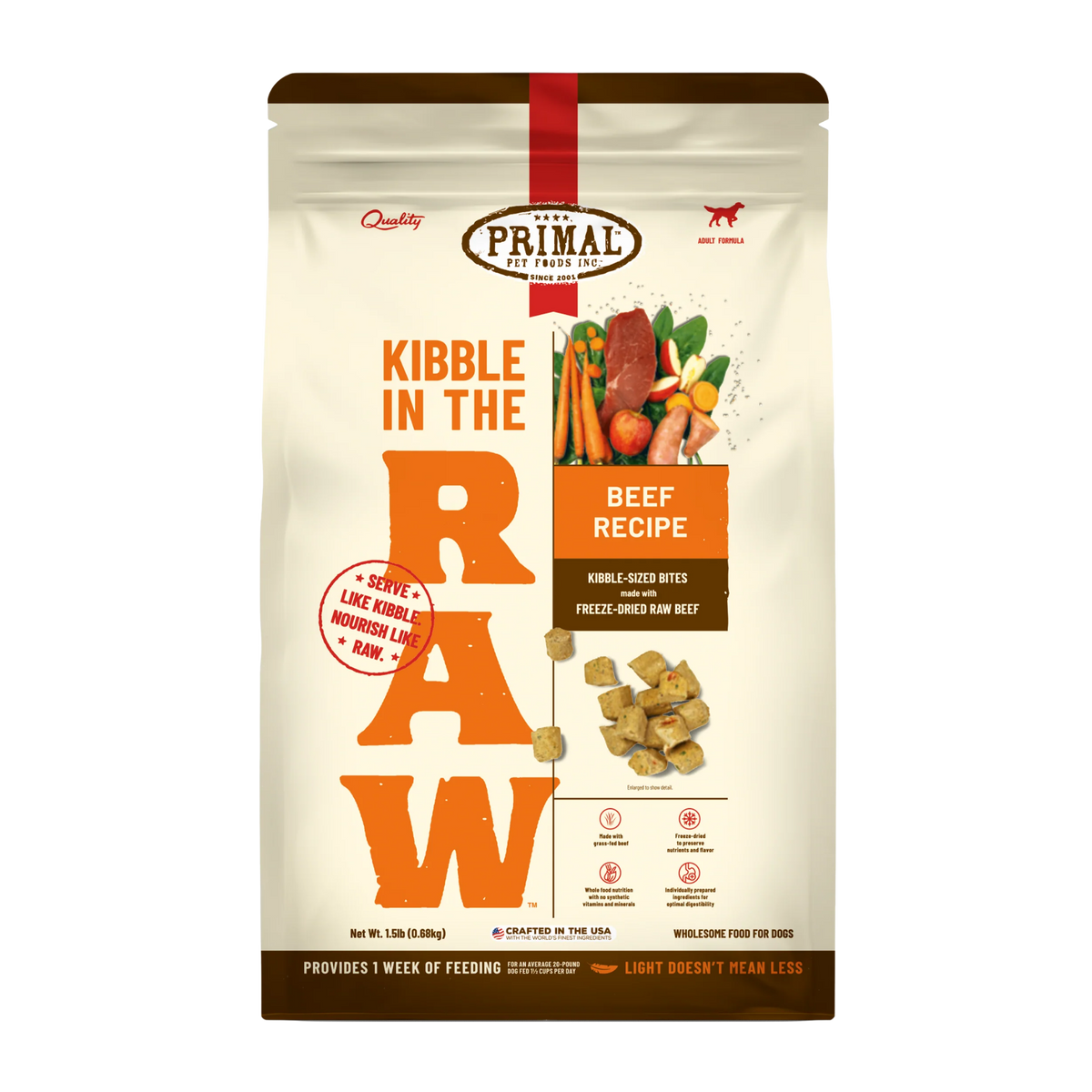 Primal Kibble in the Raw Beef Recipe Adult Dog Food