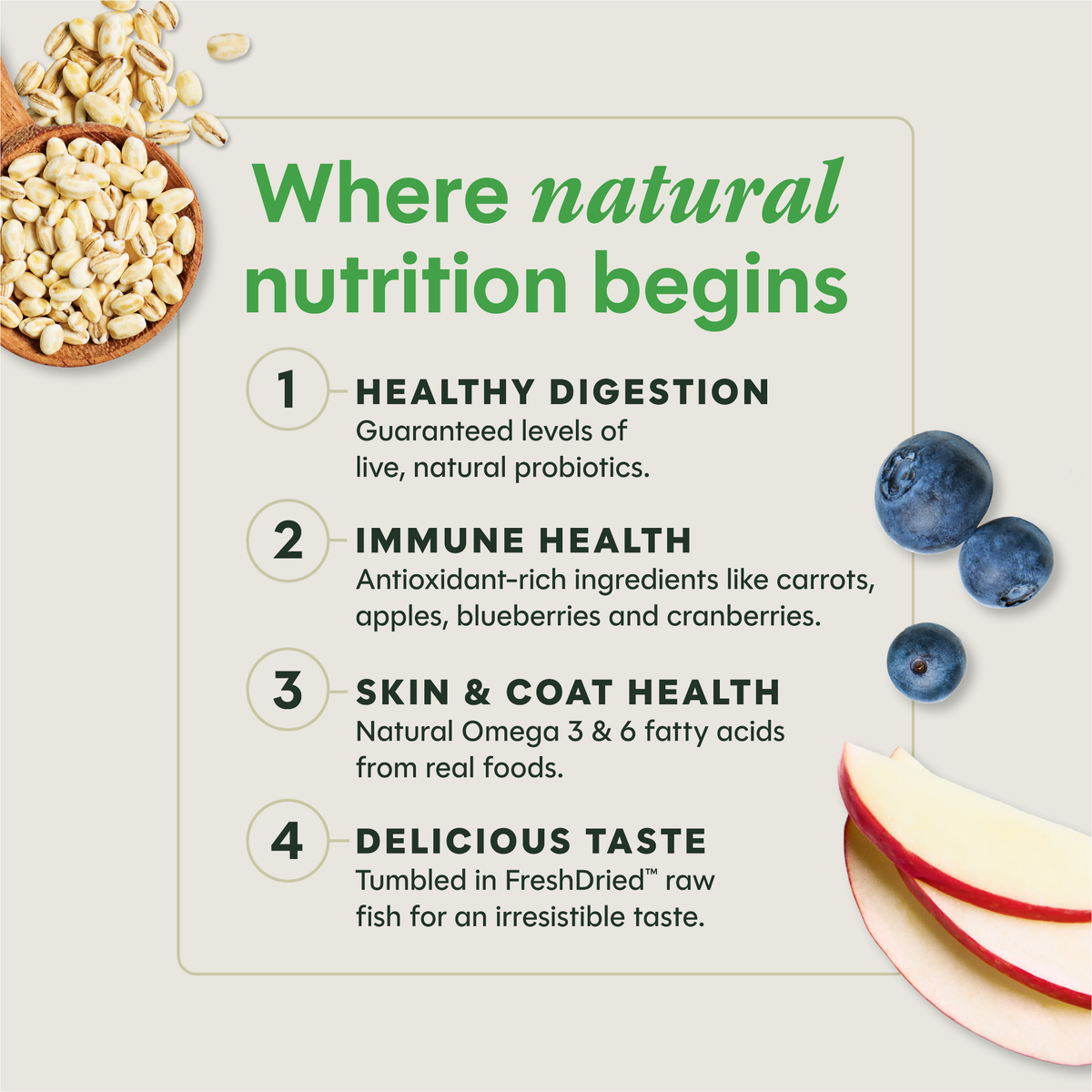 Instinct Be Natural Real Beef & Barley Recipe Freeze-Dried Raw Coated All Life Stage Dry Dog Food